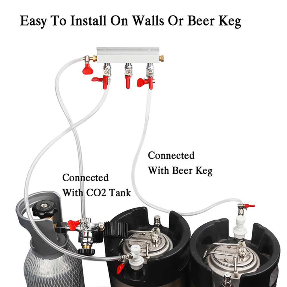 2 Way CO2 Gas Distribution Block Manifold with 7mm Hose Barbs Home Brewing Draft Beer Dispense Keg Wine Making a346a3a9 176e 4e92 905e a0ada6493ba5