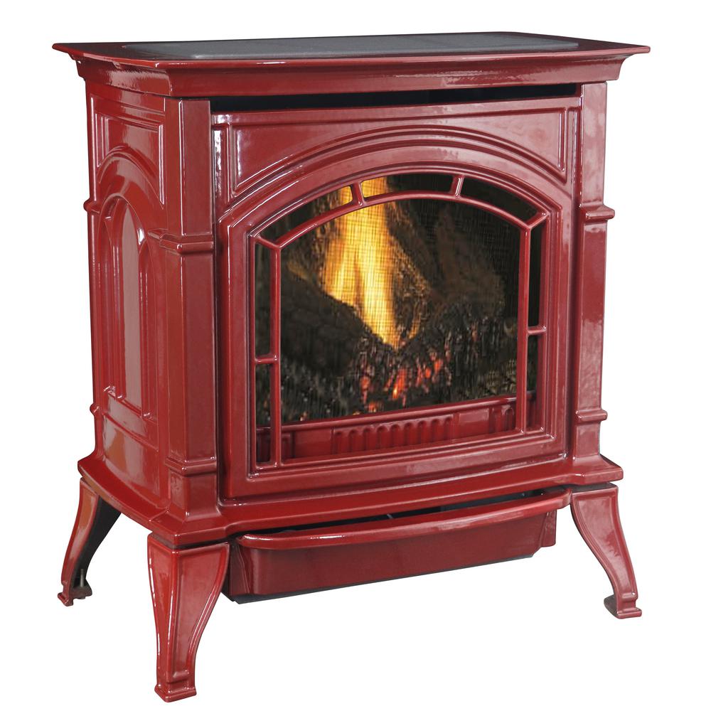 31 000 BTU Vent Free Red Enameled Porcelain Cast Iron LP Propane Gas Stove ashley hearth products freestanding gas stoves agc500vfrlp 64 1000