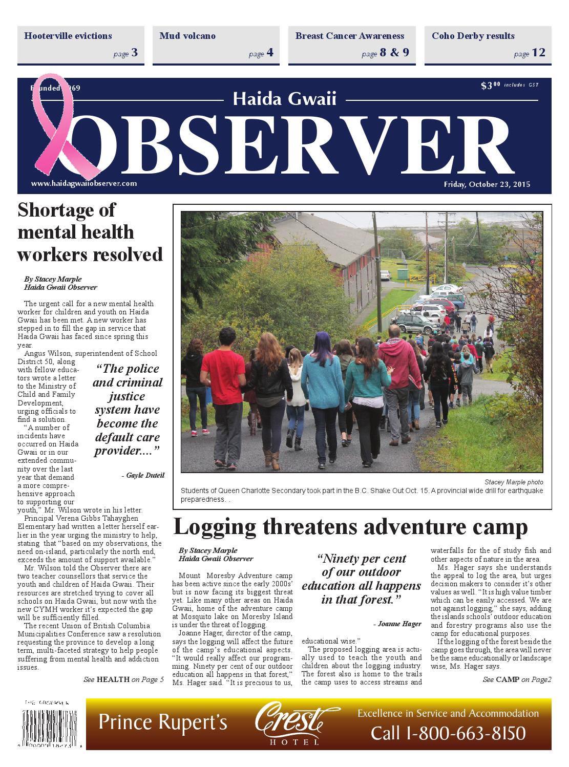Haida Gwaii Observer October 23 2015 by Black Press Media page 1