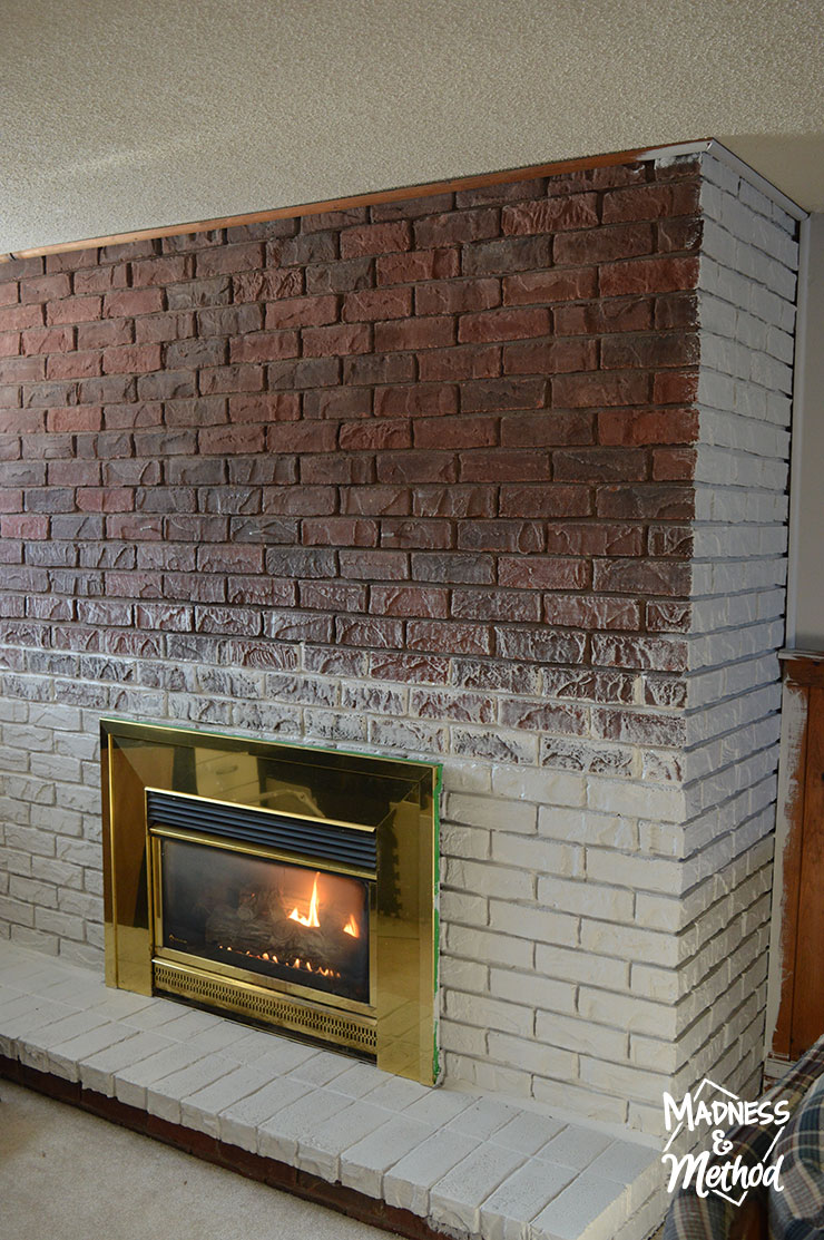 dry brush bricks fireplace makeover 06