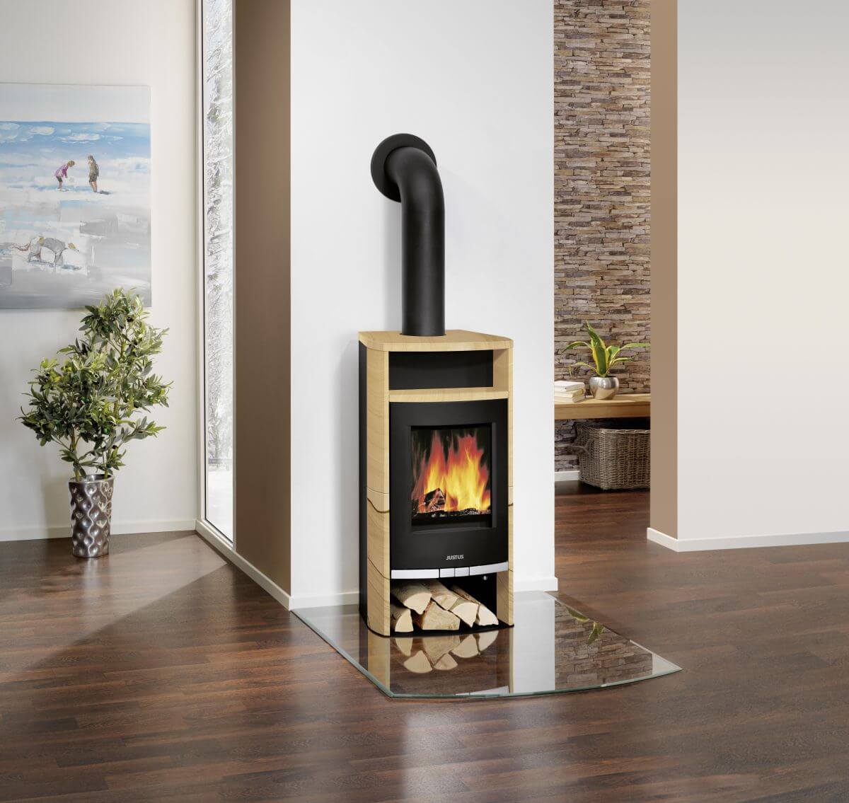 Details zu Justus Frisco Kaminofen Holzofen Oranier schwarz grau Stahl Speckstein Sandstein justus kaminofen frisco dauerbrand sandstein ambiente