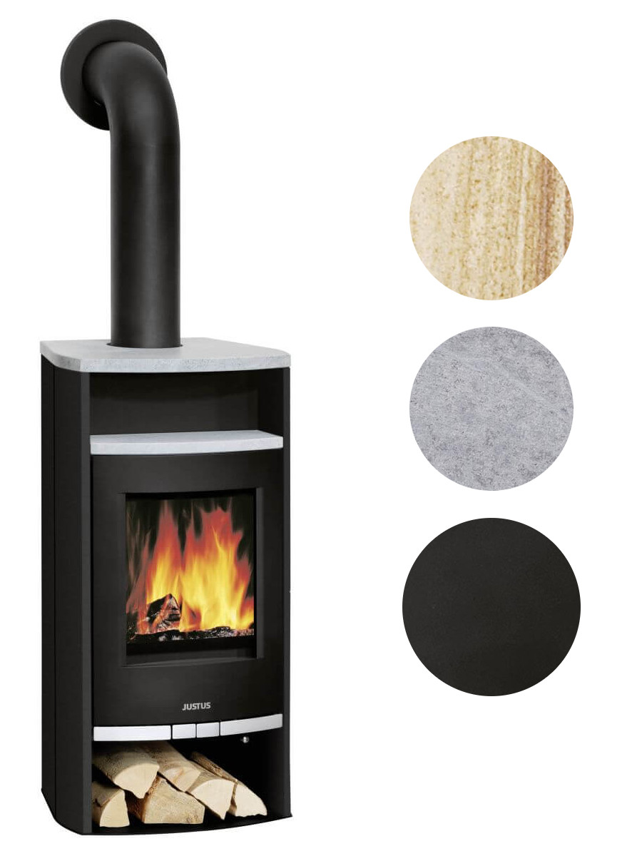 Details zu Justus Frisco Kaminofen Holzofen Oranier schwarz grau Stahl Speckstein Sandstein justus kaminofen frisco variante