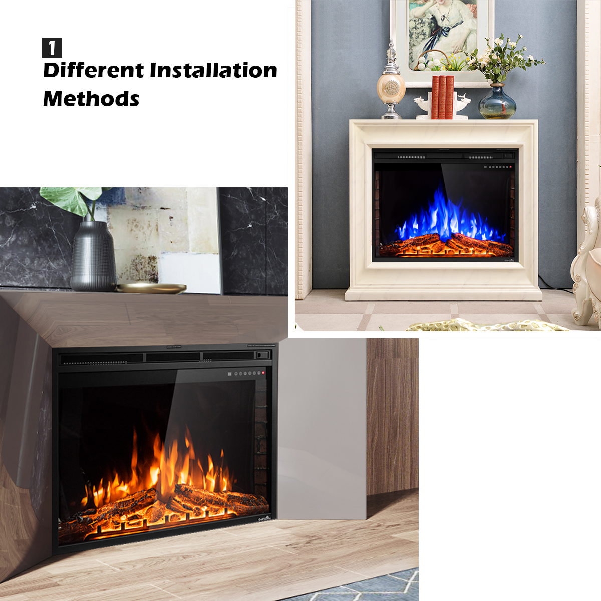 Electric Corner Fireplace Heater Inspirational Goflame 36 750w 1500w Fireplace Heater Electric Embedded Insert Timer Flame Remote