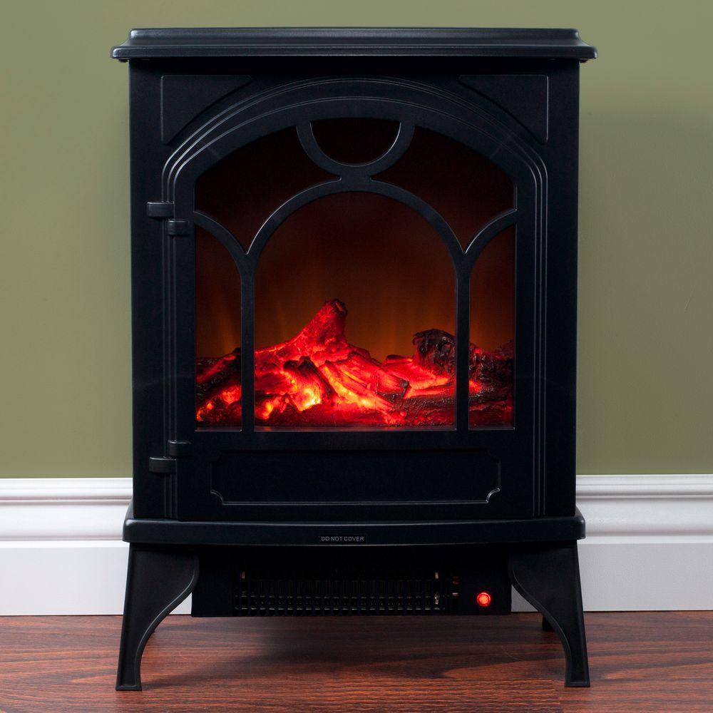 21 5 in Freestanding Classic Electric Log Fireplace in Black black northwest freestanding electric fireplaces 80 wsd013 64 1000