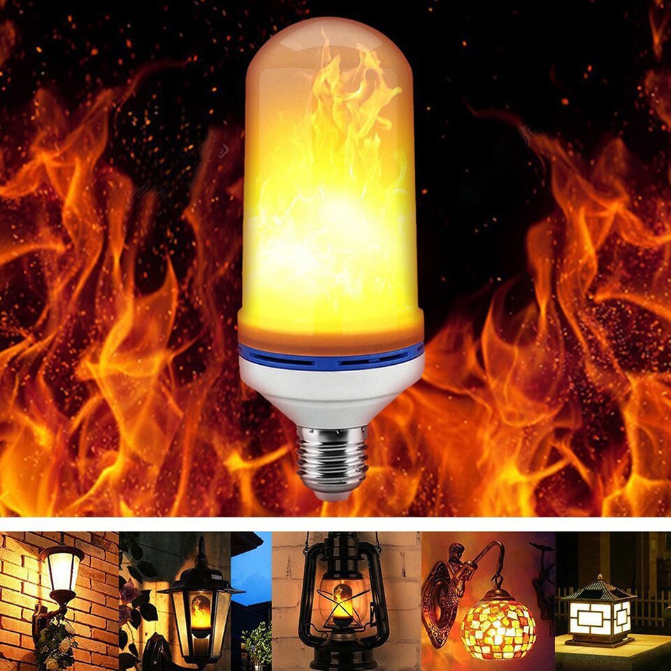 Electric Fireplace Bulb Luxury Sinfull Art E27 Led Flame Lamps Flickering Flame Light Bulb Smd2835 Simulated Fire Effect Decorative Lamp 7w atmosphere Lighting In Led Bulbs & Tubes