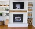 Electric Fireplace In Basement Luxury Built In Shelves Around Shallow Depth Brick Fireplace