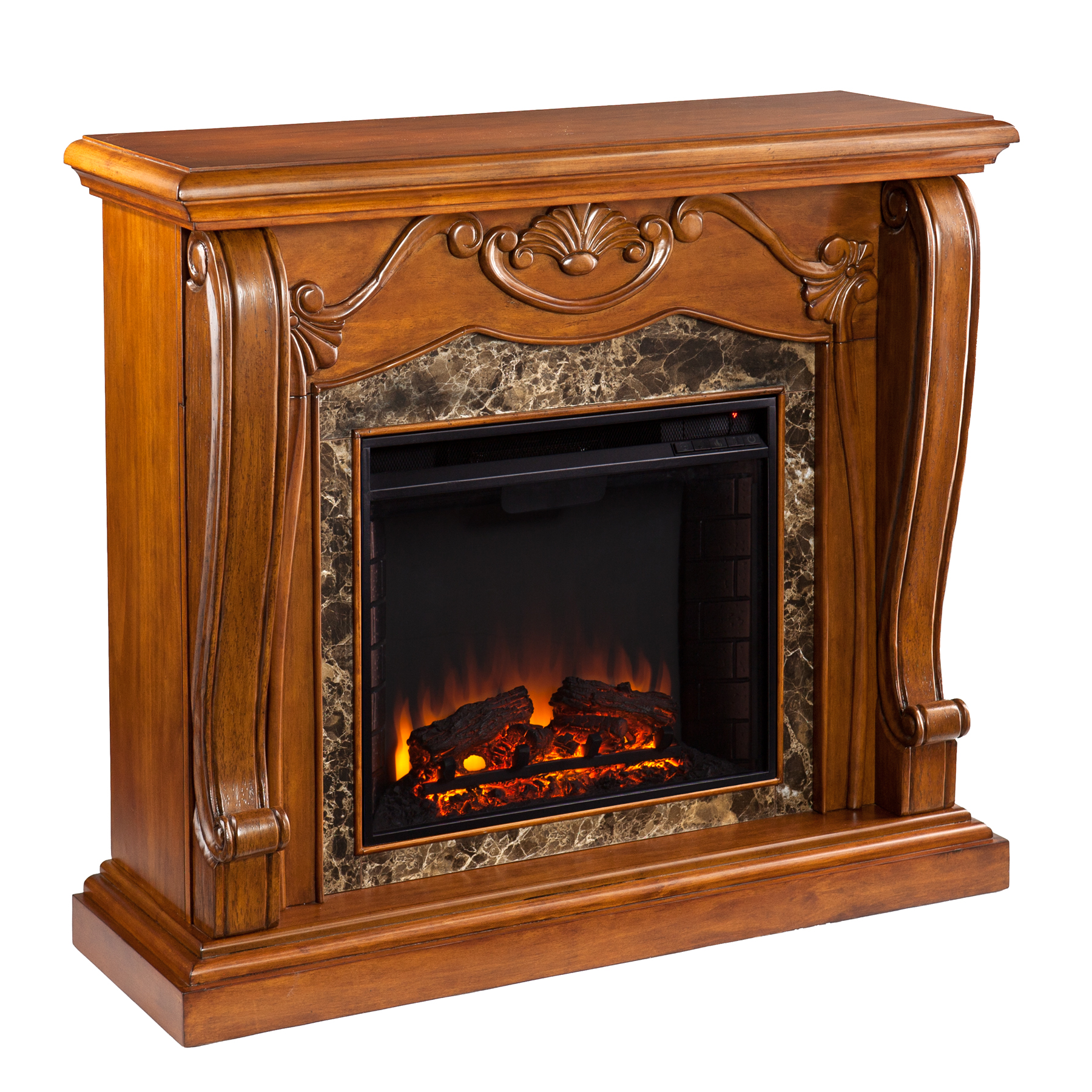 Southern Enterprises Cardona Electric Fireplace 45 25"W x 15 5"L x 40"H Walnut Pine fe9664 cardona electric fireplace Jpeg