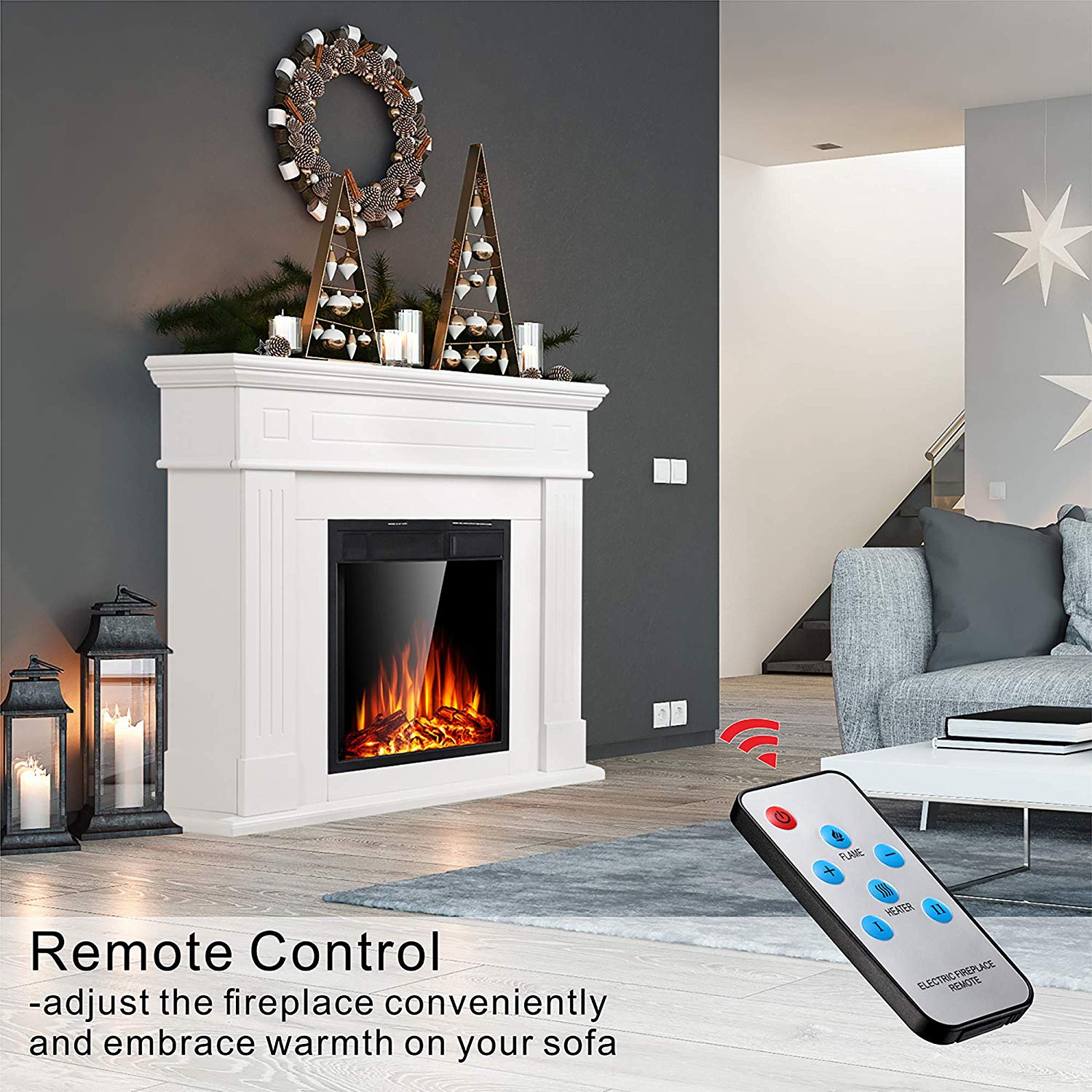 Electric Fireplace Remote Control App Inspirational Jamfly Mantel Electric Fireplace Wood Surround Firebox Freestanding Electric Fireplace Heater Tv Stand Adjustable Led Flame with Remote Control