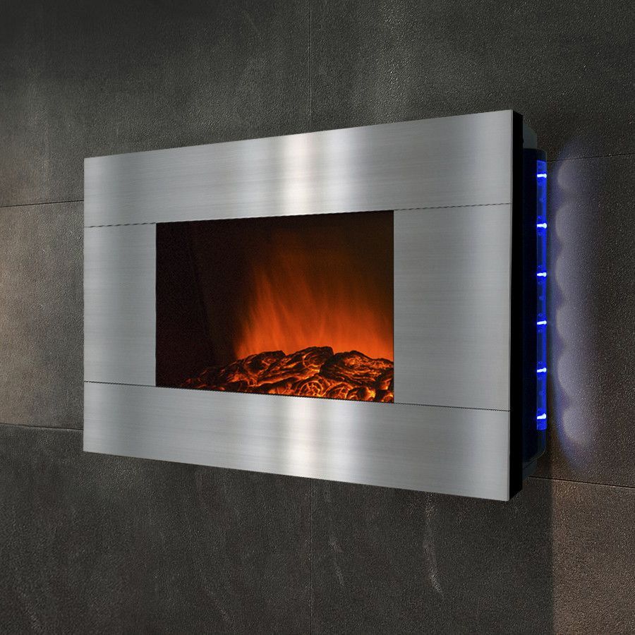 Electric Fireplace Reviews Elegant 36" Wall Mount Stainless Steel Electric Fireplace