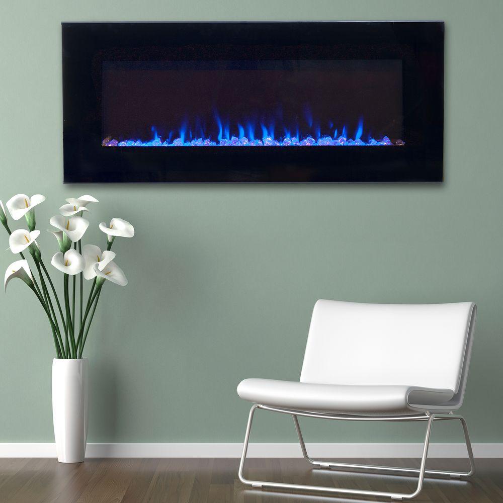 42 in LED Fire and Ice Electric Fireplace with Remote in Black black northwest wall mounted electric fireplaces 80 2000a 42 64 1000