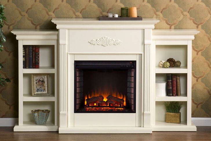 Electric Fireplace with Bookshelves Luxury Sei Newport Electric Fireplace with Bookcases Ivory