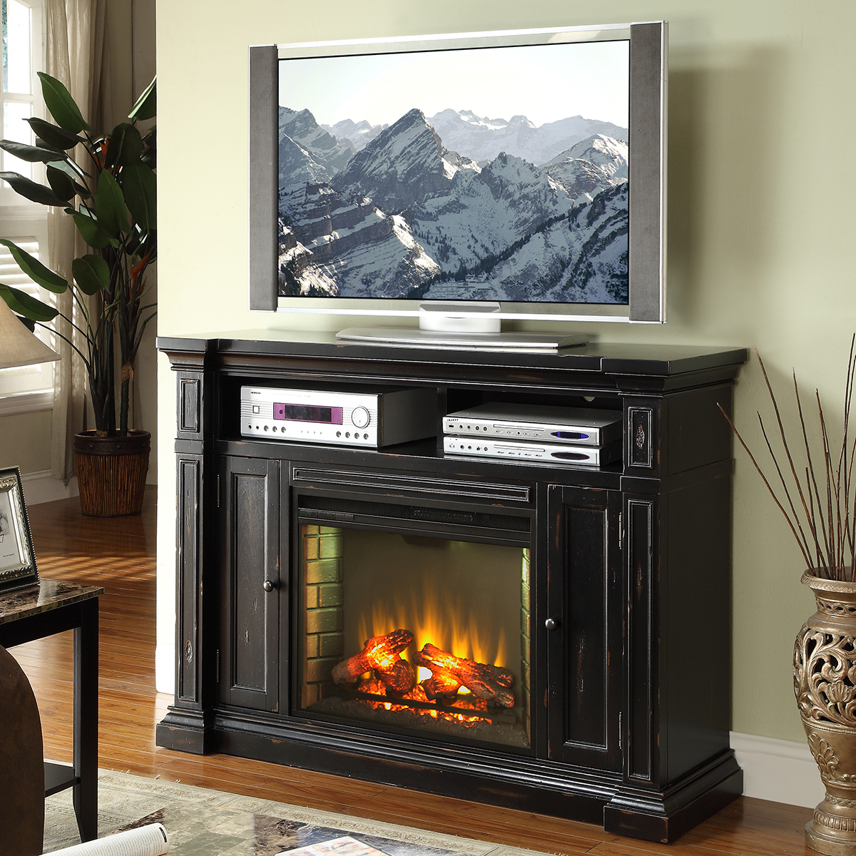 Electric Fireplace with Wood Mantel New Manchester 58" Fireplace Media Center Tv Stand Mantel In