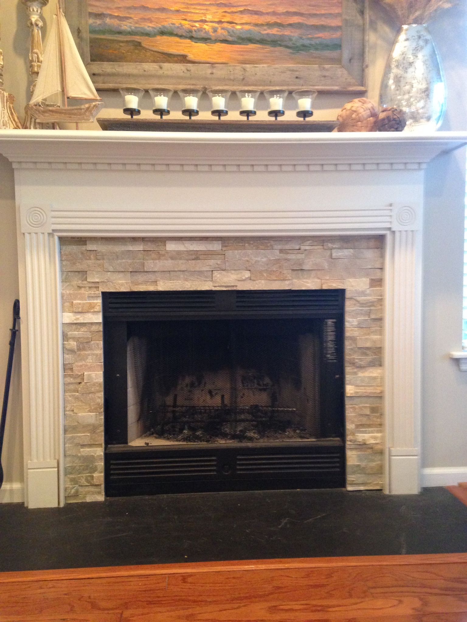 Electric Stone Fireplace with Mantle Lovely Fireplace Idea Mantel Wainscoting Design Craftsman
