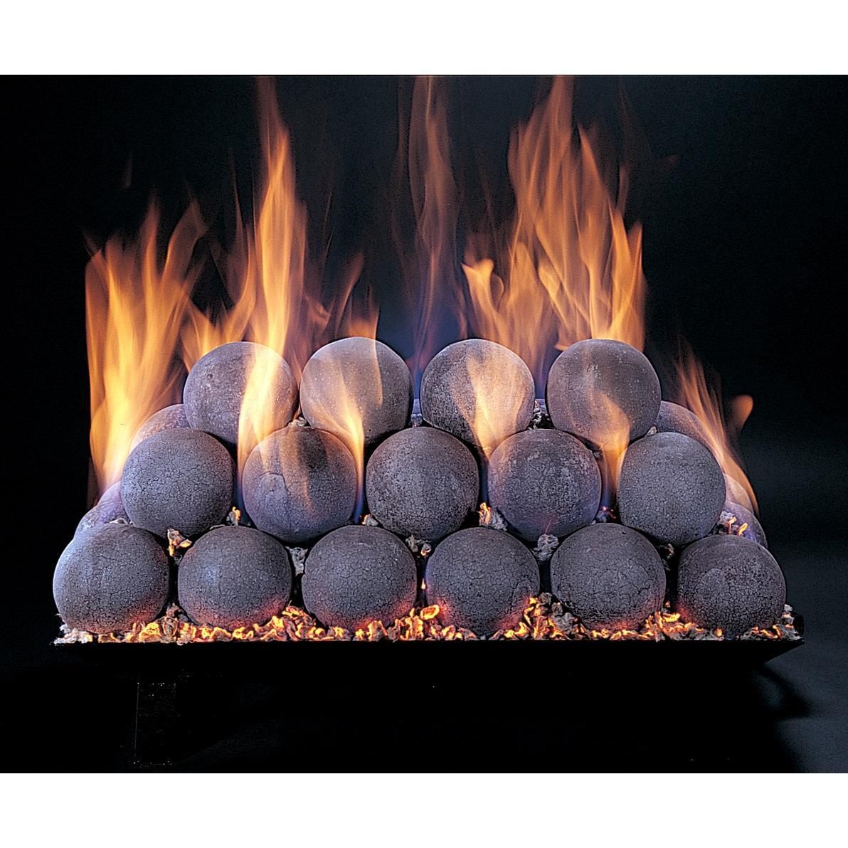 Embers Fireplace Unique 18&quot; Natural Fire Balls Vented Match Light Custom Embers Pan