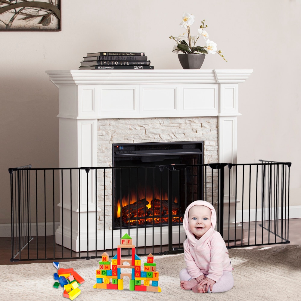 Extra Small Fireplace Screens Beautiful 6pcs Steel Fences Fireplace Safety Kids Fence Super Wide Adjustable Baby Gate and Play Yard Heavy Duty Metal Pet Dog Puppy Cat Exercise Fence Barrier