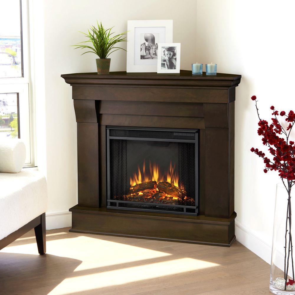 Fake Fireplaces that Look Real Luxury Chateau 41 In Corner Electric Fireplace In Dark Walnut
