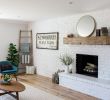 Faux Brick Fireplace Elegant Family Room Accent Wall with White Painted Brick Wall and