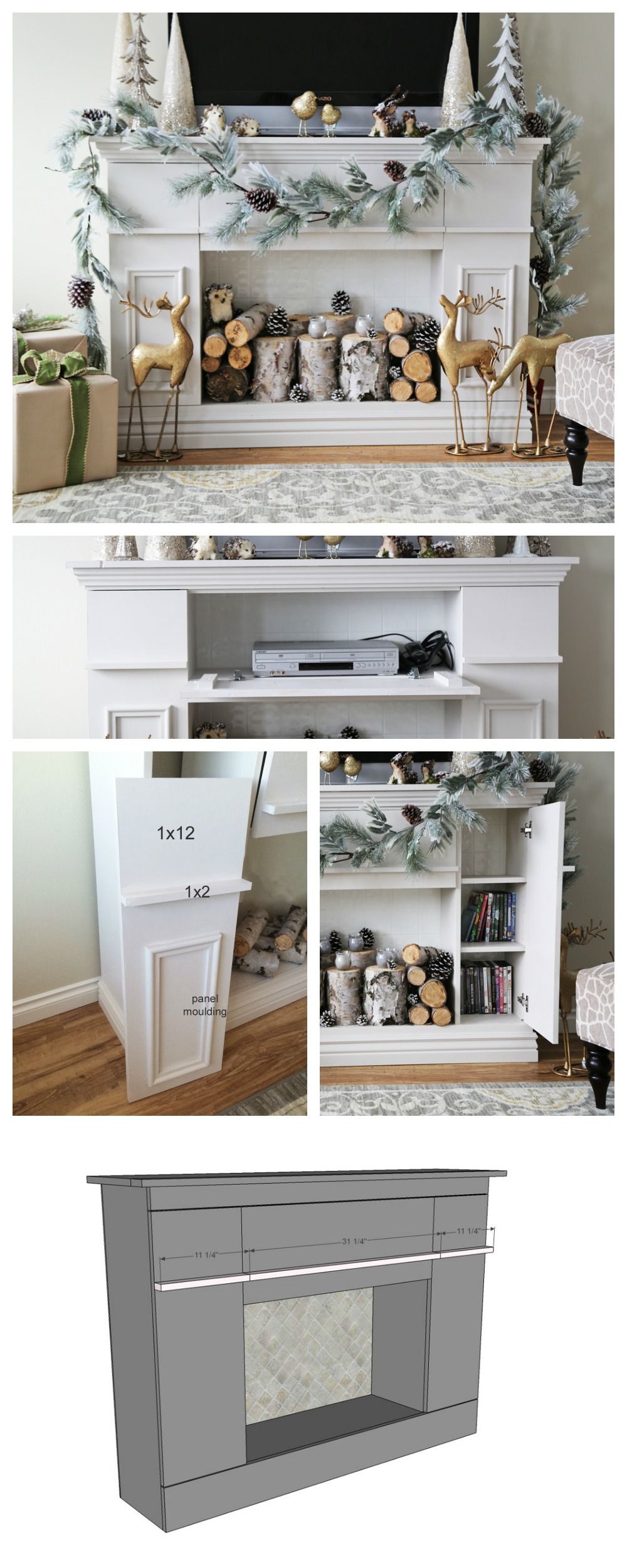 Faux Fireplace Mantel Diy Lovely Faux Fireplace Mantle with Hidden Storage Cabinets