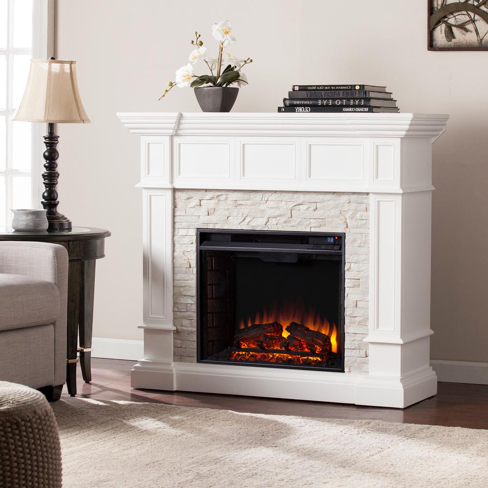 Faux Stone Electric Fireplace Unique Amesbury 45 5 In W Corner Convertible Electric Fireplace In White