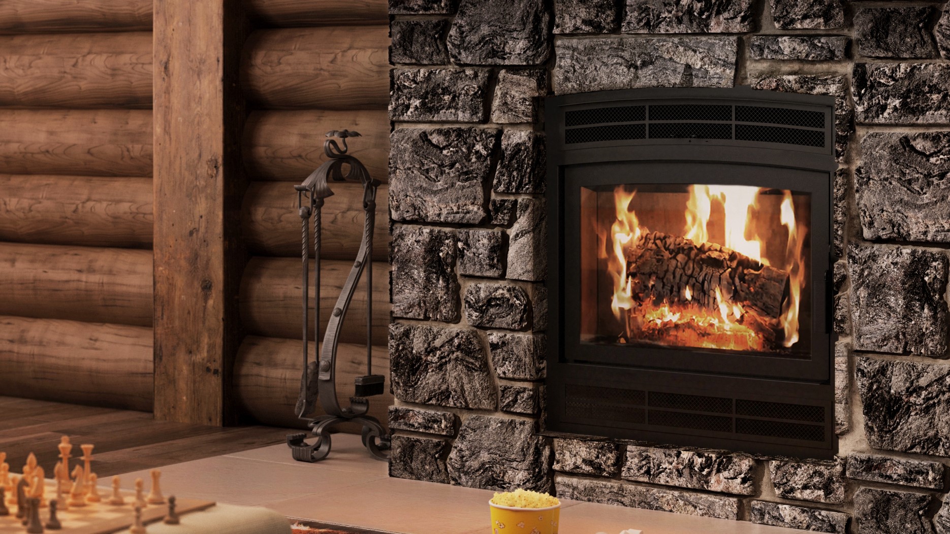 Ambiance Fireplaces and Grills Elegance 42 Rustic Arched Door and Louvres 16 9 zoomed