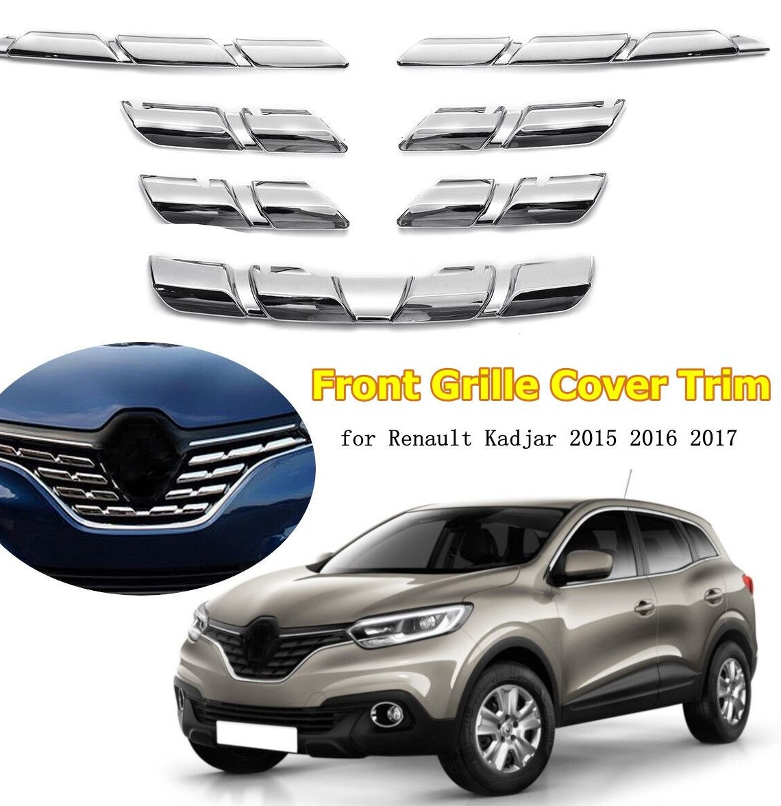 7x Car Front Grille Cover Trim font b Molding b font Chrome ABS font b Insert