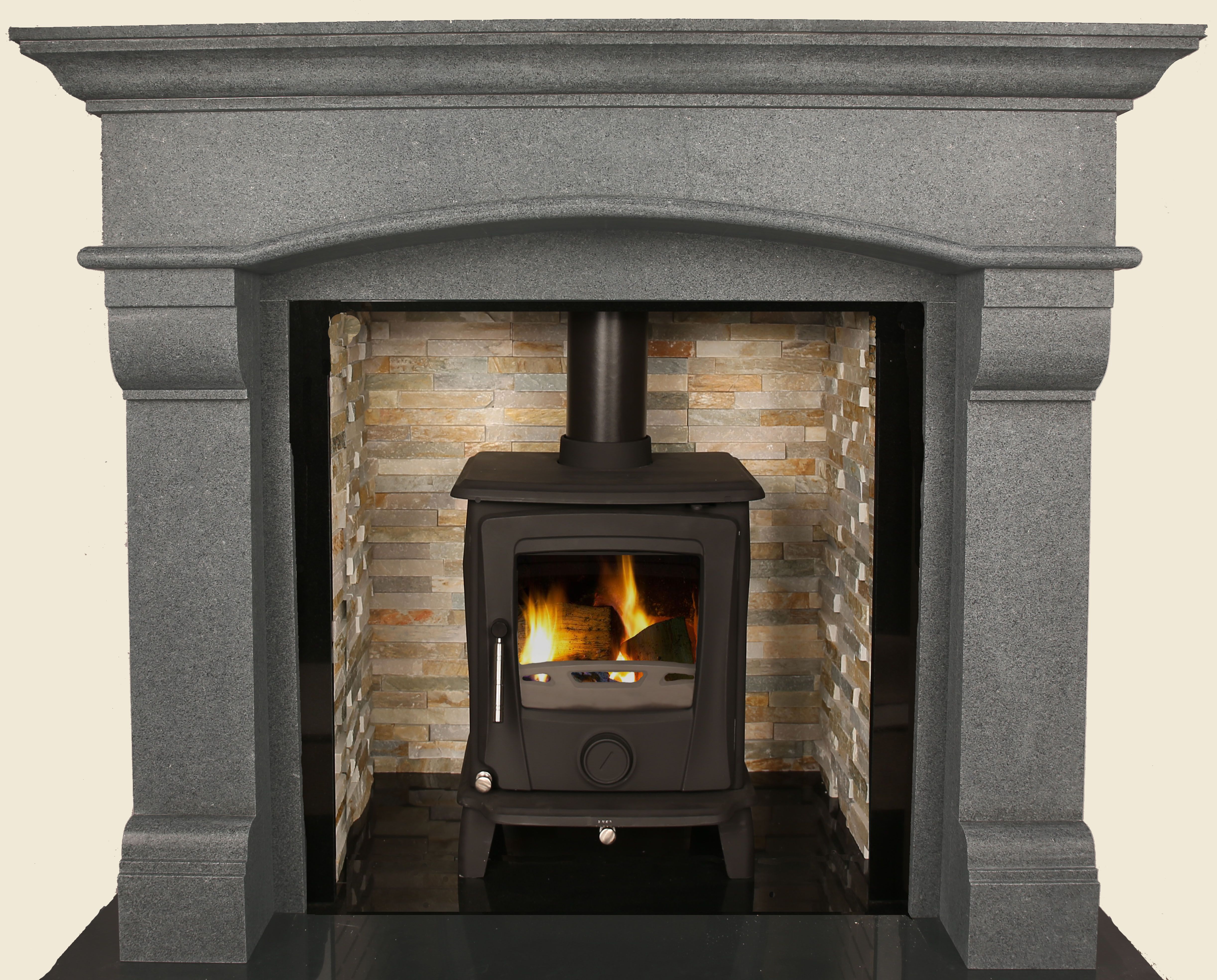 Fireplace and Granite Luxury Grey Honed Granite Virgo 60" Fire Places