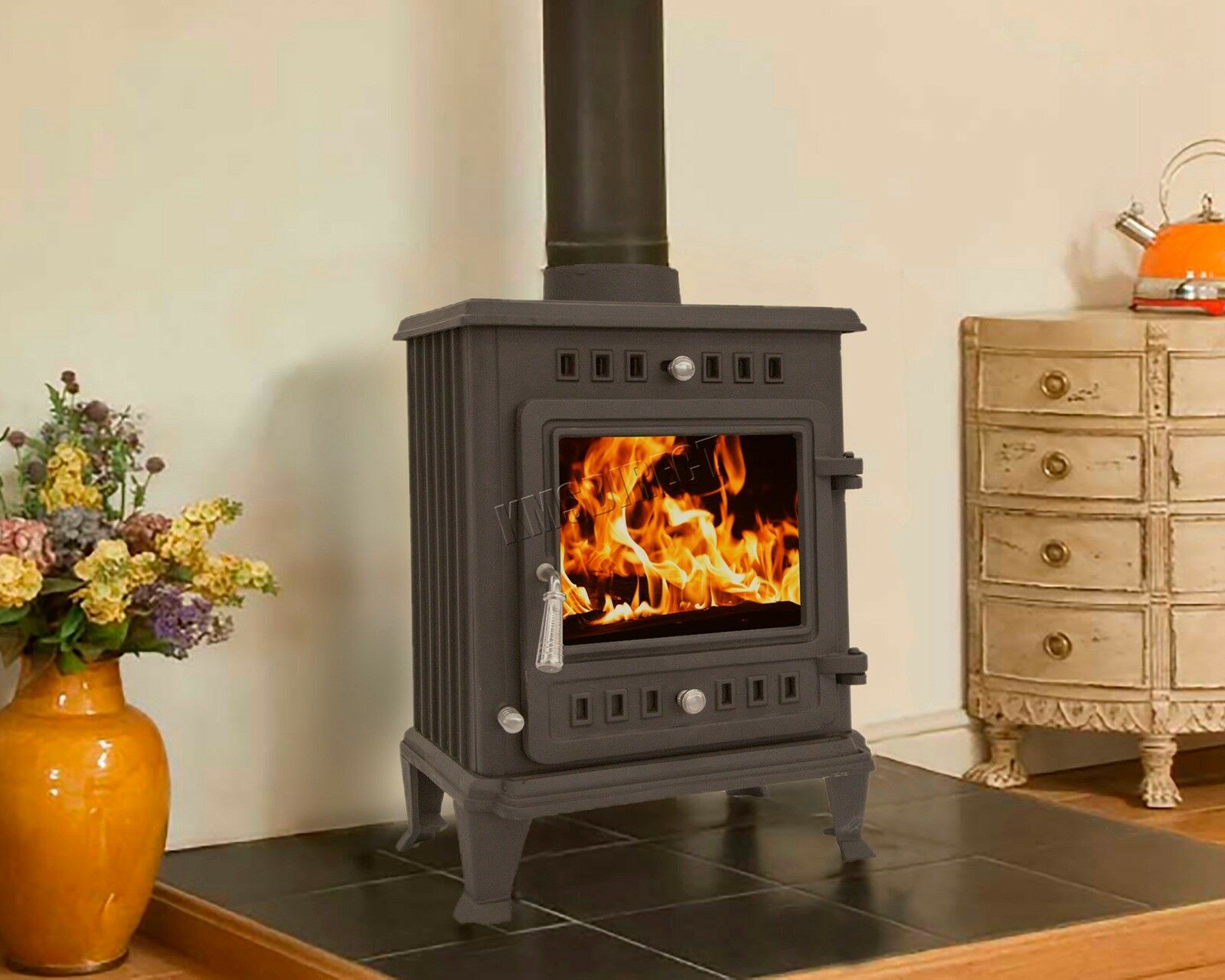 Fireplace andirons and Grates Awesome Foxhunter Ec B5 Multifuel Cast Iron Woodburner 6kw Black