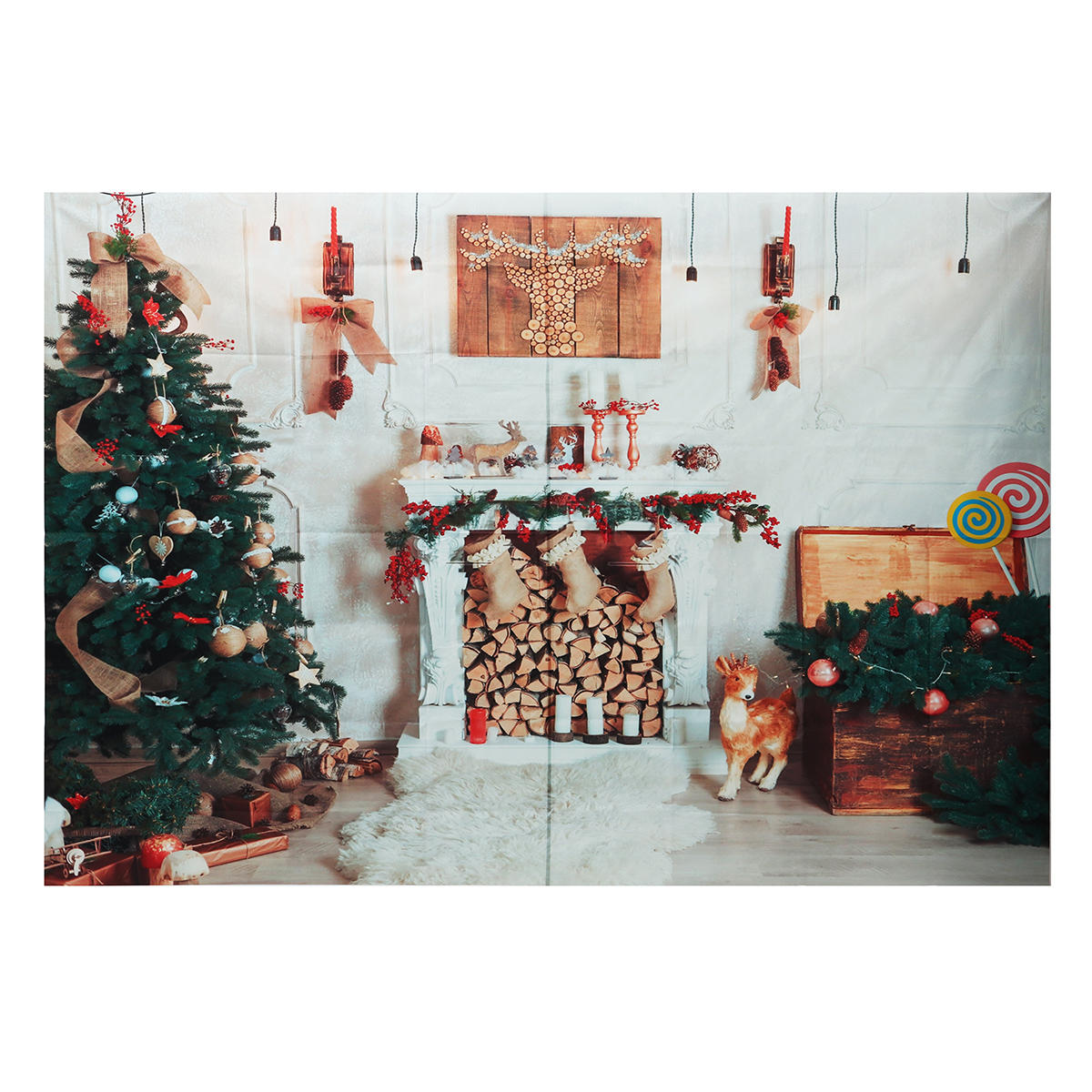 8x6FT Christmas Tree Fireplace White Blanket graphy Backdrop Studio Prop Background b bc b864 4c8a b397 ec f861d