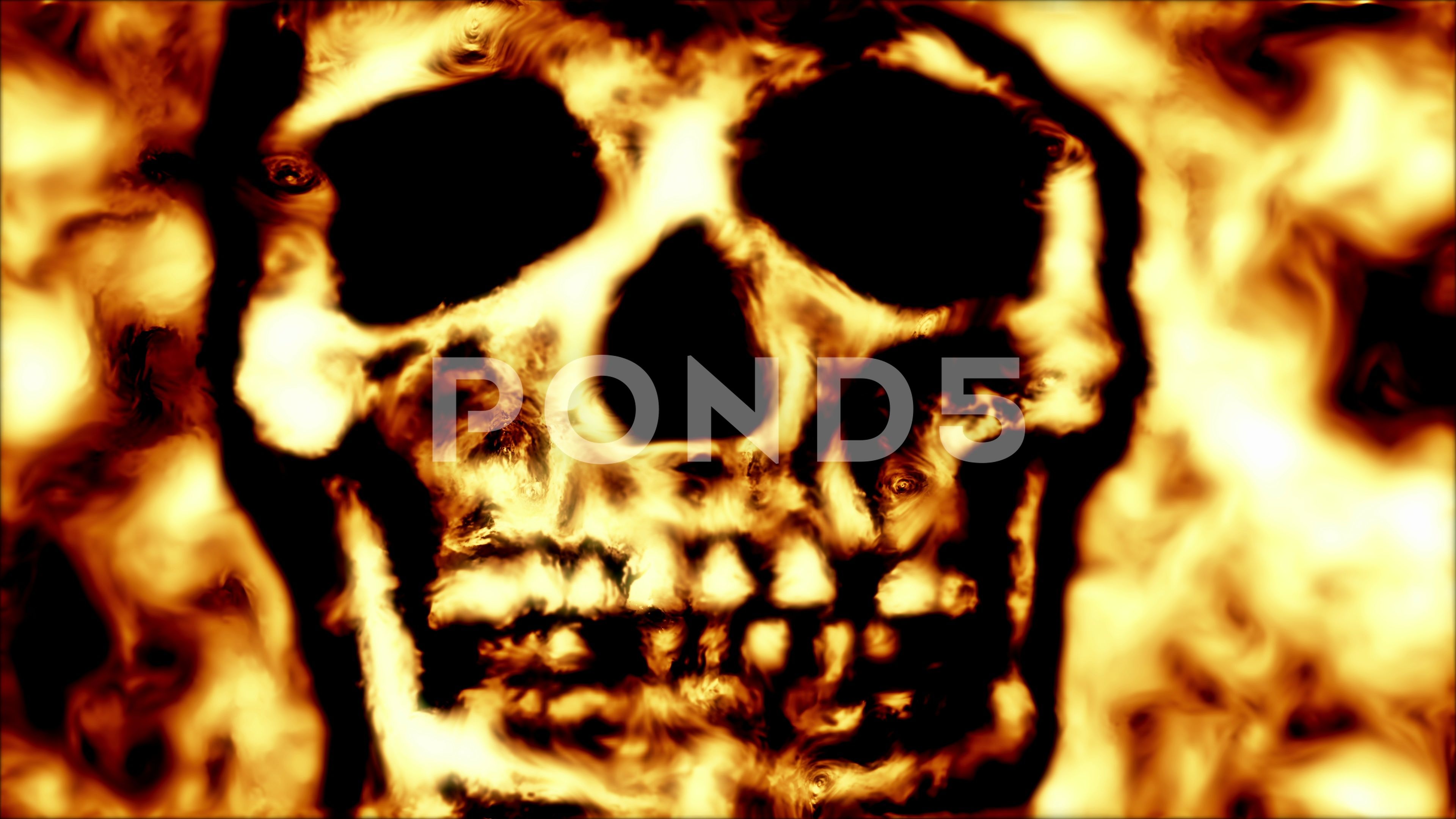 Skull close up in a fire like background 4K stock footage b20daadebdbf8fceab82f545a d