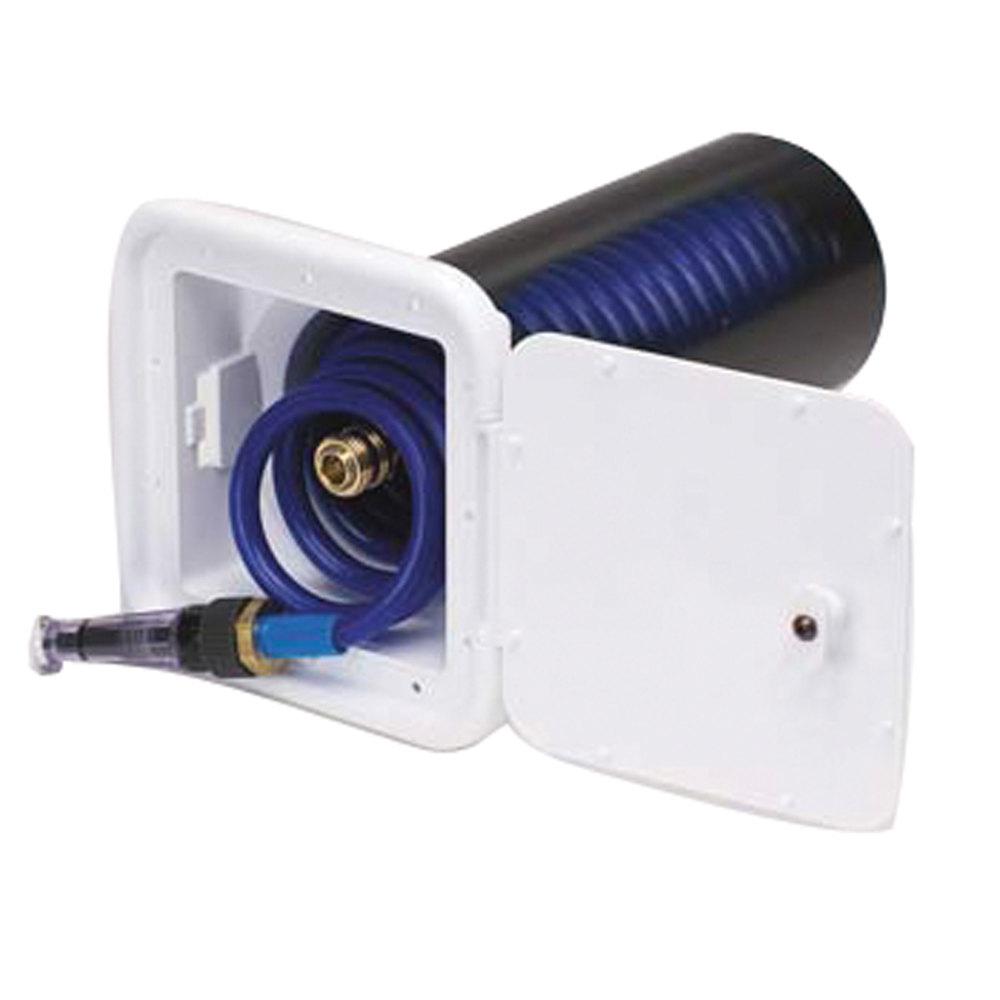 Valterra 15 ft Spray Away Self Storing Sprayer with Quick Connect Valve Coiled Hose in White valterra rv accessories pf 64 1000