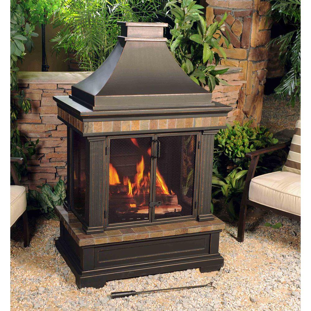 Fireplace Brick Cleaner Home Depot Unique Sunjoy Amherst 35 In Wood Burning Outdoor Fireplace