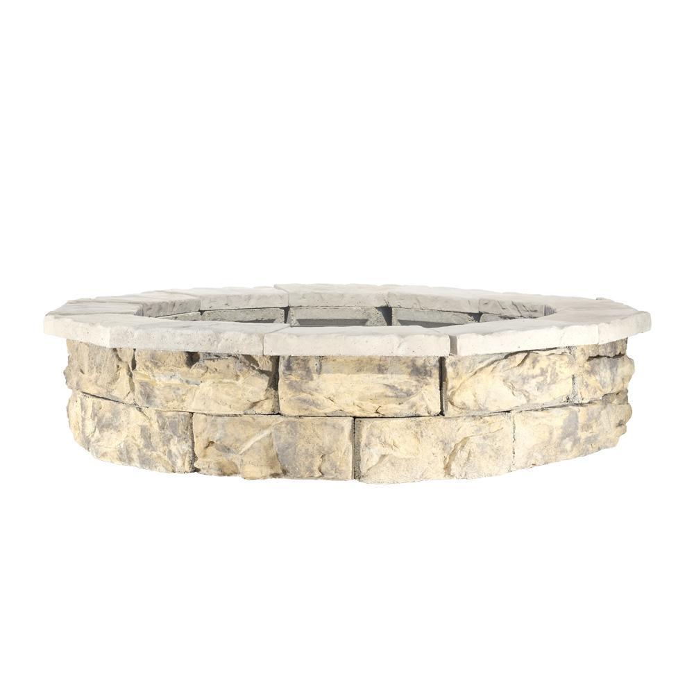 Natural Concrete Products Co 44 in x 14 in Concrete Fossill Limestone Round Fire Pit Kit limestone natural concrete products co fire pit kits fsfpl 64 1000