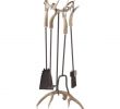 Fireplace Broom Awesome Antler Fireplace Set W 4 tools Bristle Brush Real Deer