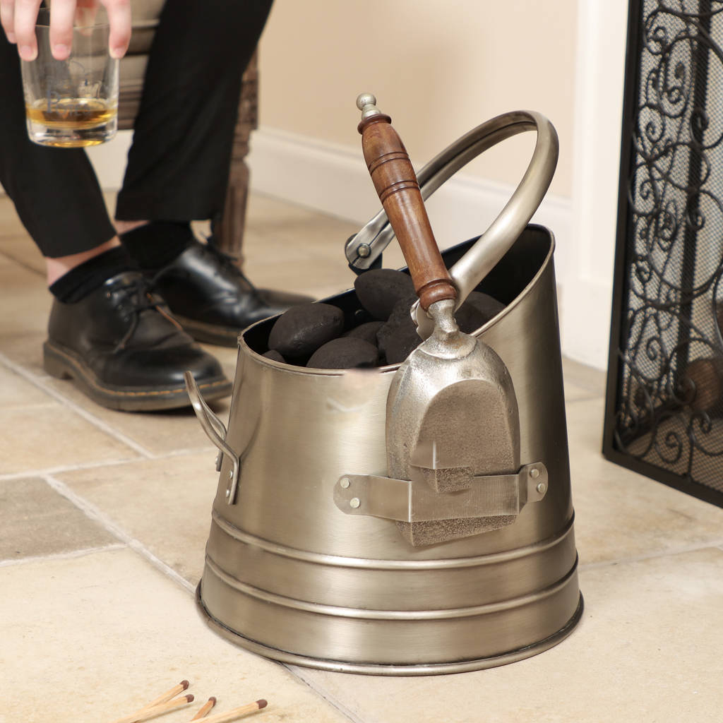 Personalised Silver Iron Coal Scuttle original personalised traditional black iron coal scuttle bucket
