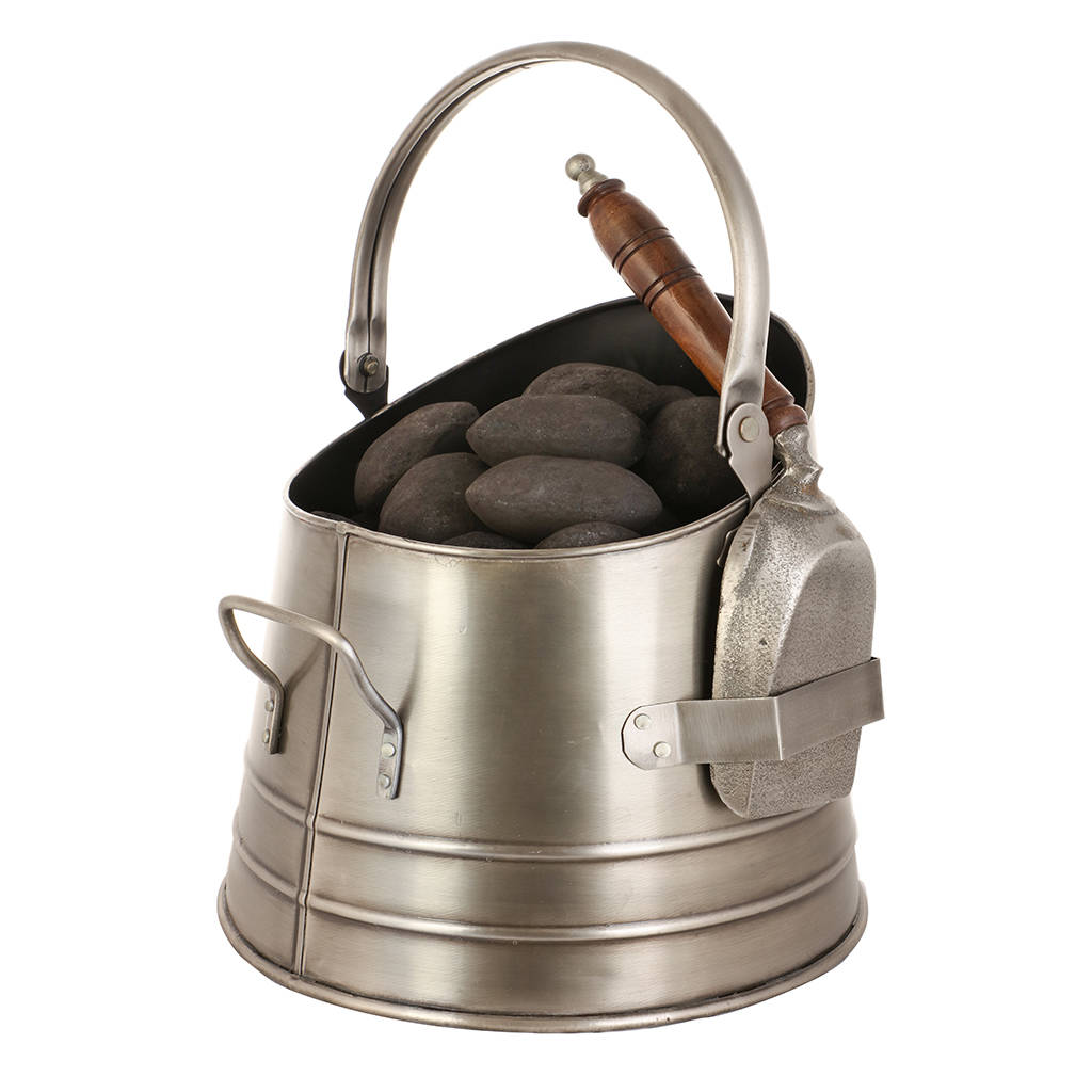 Fireplace Bucket Unique Personalised Silver Iron Coal Scuttle