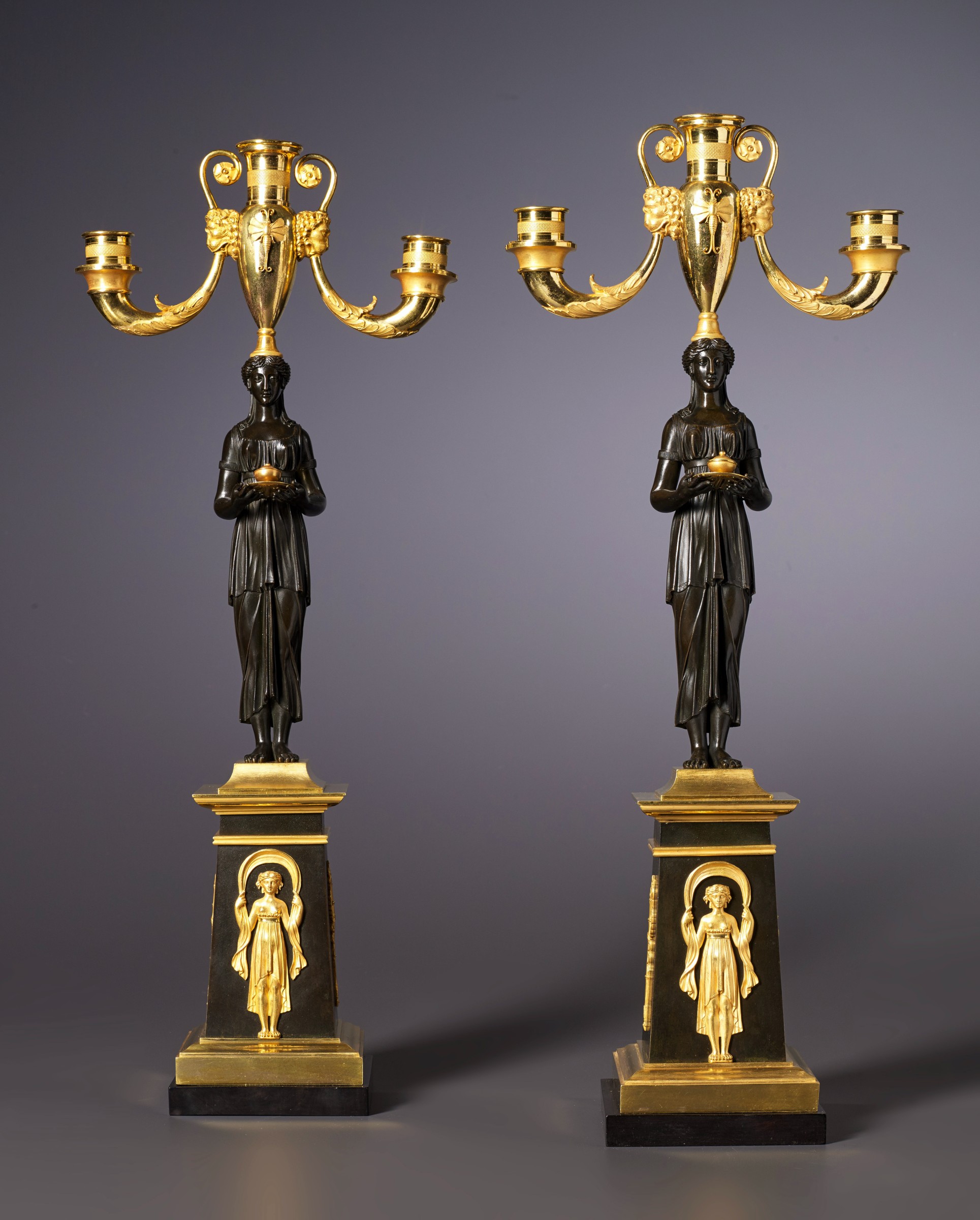 Claude Galle attributed to Apair of Empire three light women