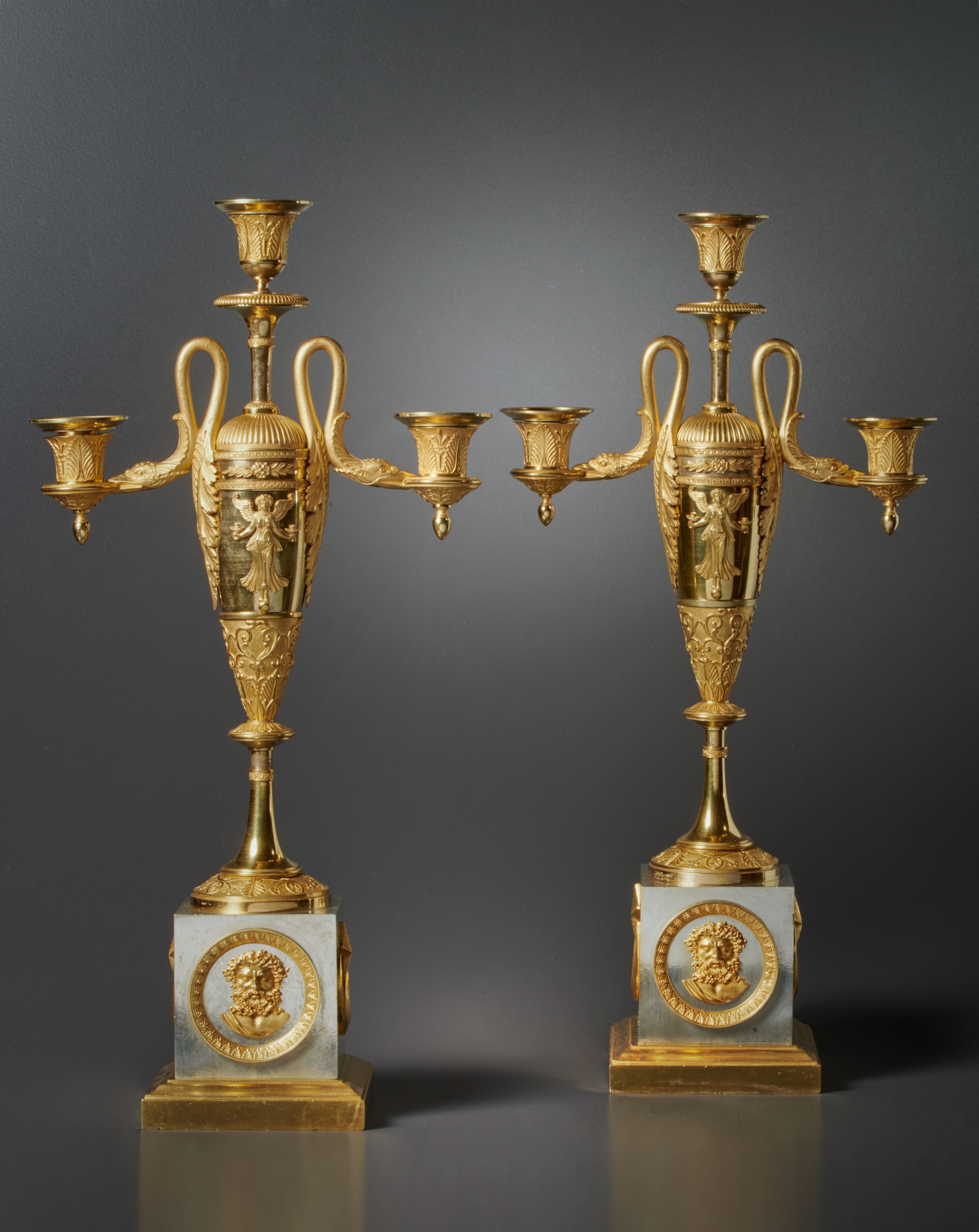 Claude Galle attributed to A pair of Empire three light scharf