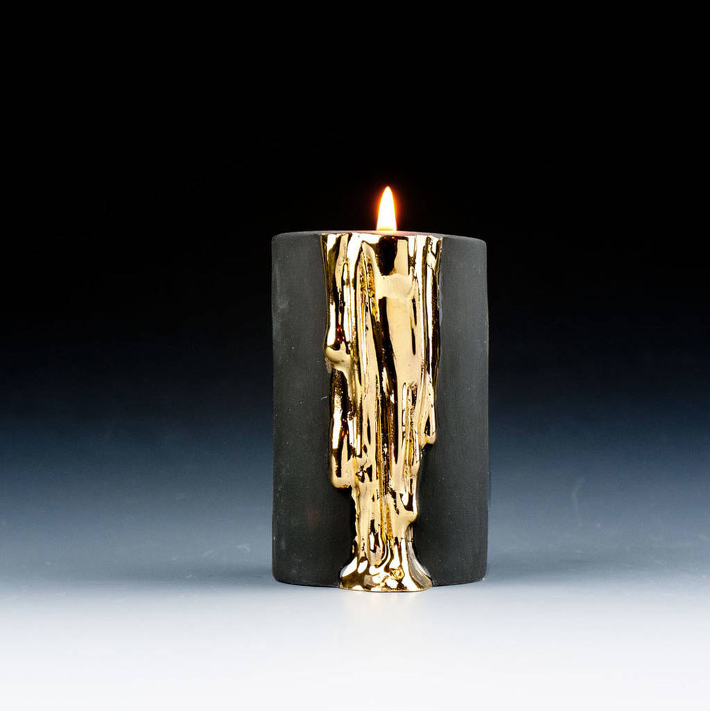 Fireplace Candle Set Inspirational Black Candle Holders with Dripping Gold
