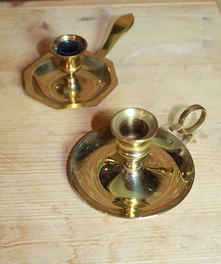 Fireplace Candle Set New Set Of 2 Decorative Vintage Candle Holders Thumb Hole Brass
