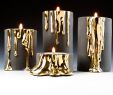 Fireplace Candle Set Unique Black Candle Holders with Dripping Gold