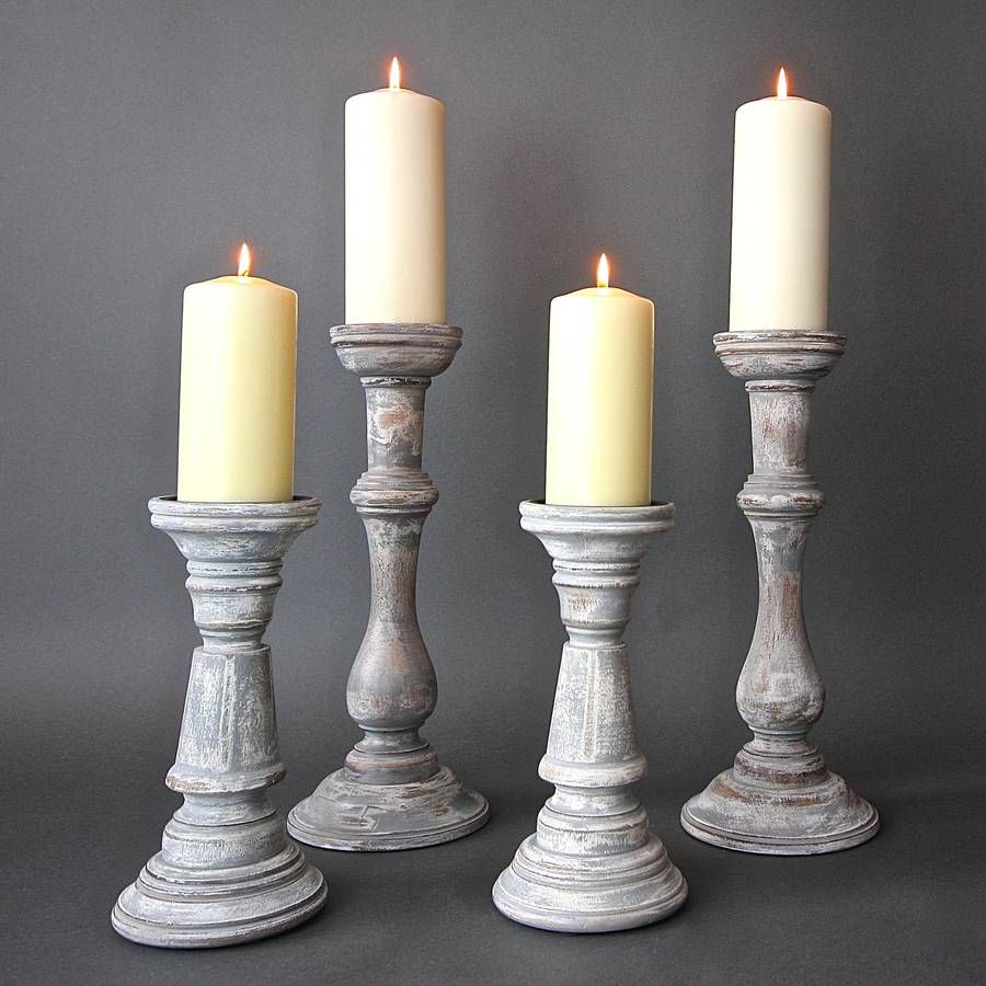 Pair Vintage Grey Candlesticks деÑево 0d7f18c a64ce ce169b1