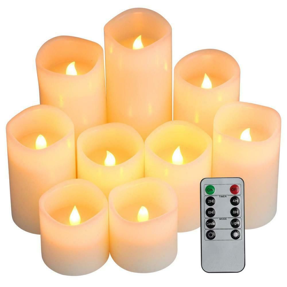 Fireplace Candles with Remote Unique Enzar Flameless Candles Candles Set 4" 5" 6" 7" 8" Ivory