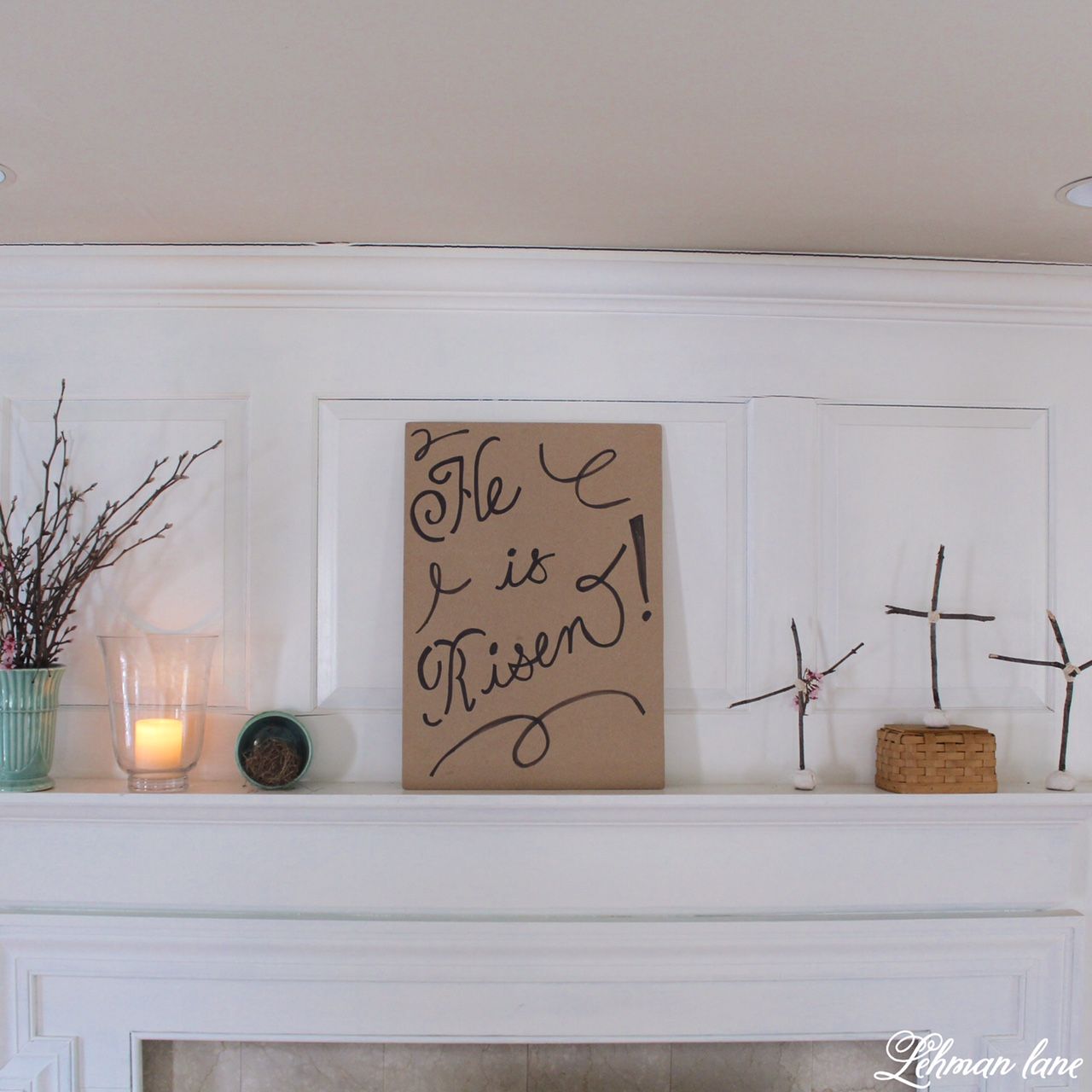 Fireplace Craft Inspirational Easter Mantel & A Simple Cross Craft Spring