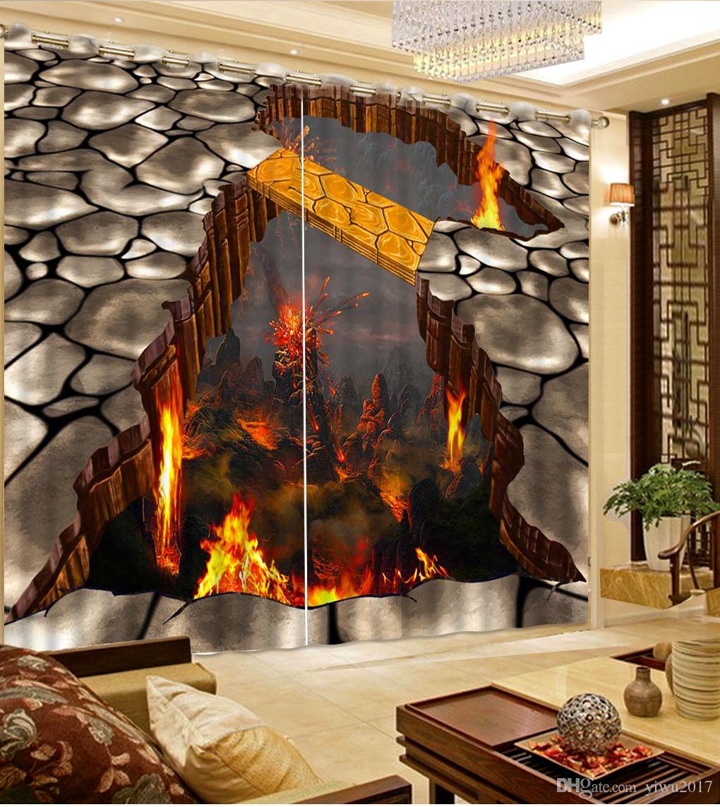 Fireplace Curtain Lovely 2019 Custom Blackout Curtains for Living Room Creative Fire island 3d Curtains 3d Window Curtains 3d Stereoscopic Home Goods Curtain From Yiwu2017