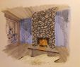 Fireplace Drawing Luxury Interior Design Hand Rendering Markers Colored Pencils