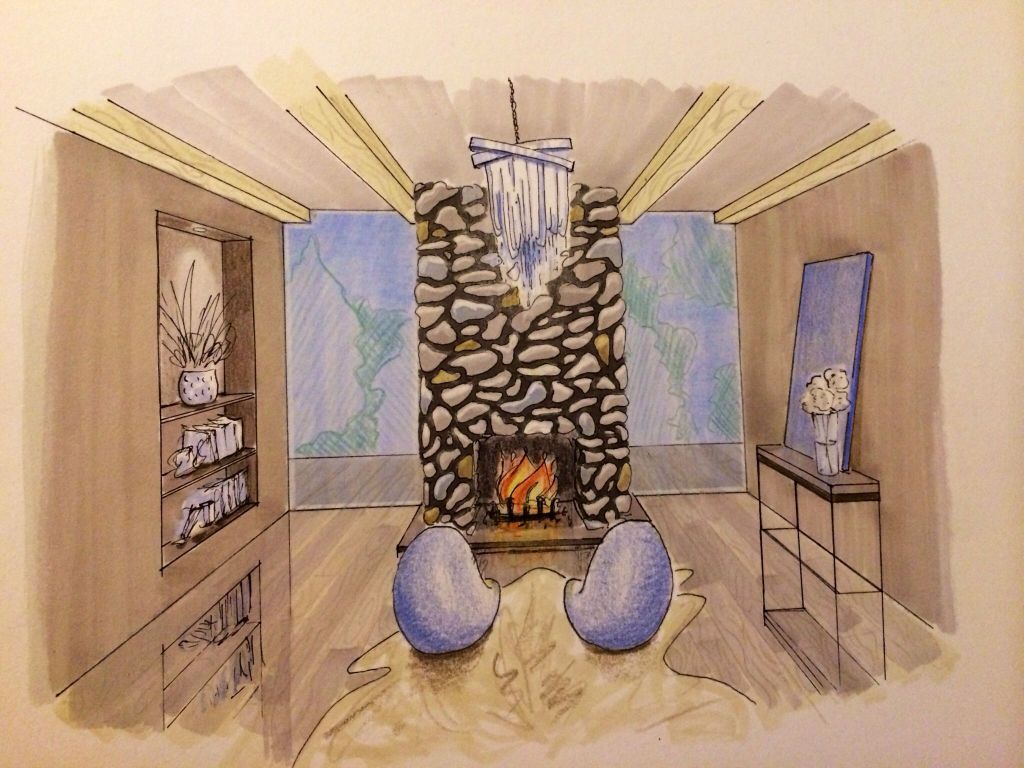 Fireplace Drawing New Interior Design Hand Rendering Markers