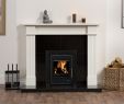 Fireplace Fuel Fresh Regent Pearla White Surround Pictured with A Black Granite
