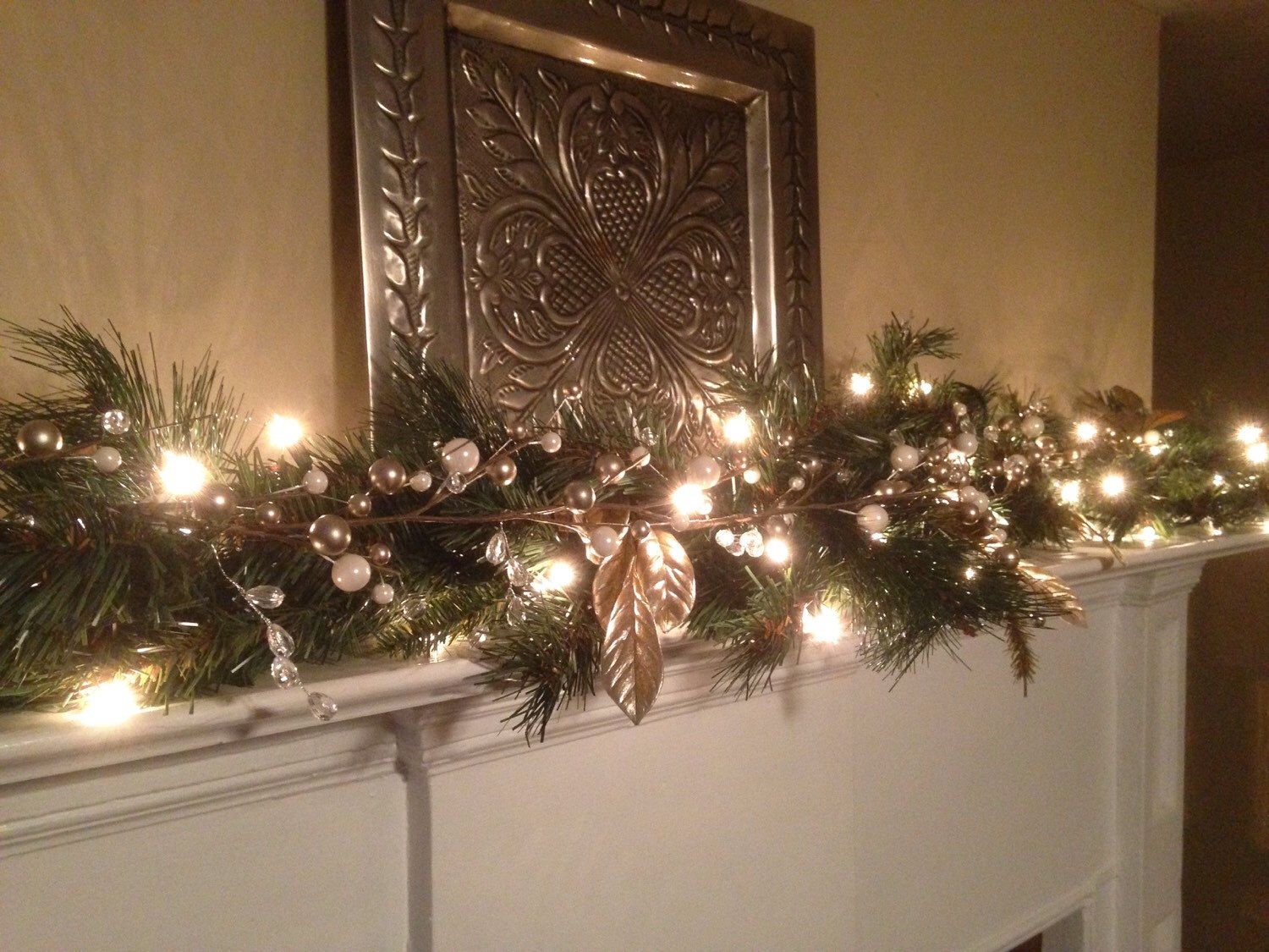 Fireplace Christmas Garland With Lights 5d8c8db6cfb73a f444d