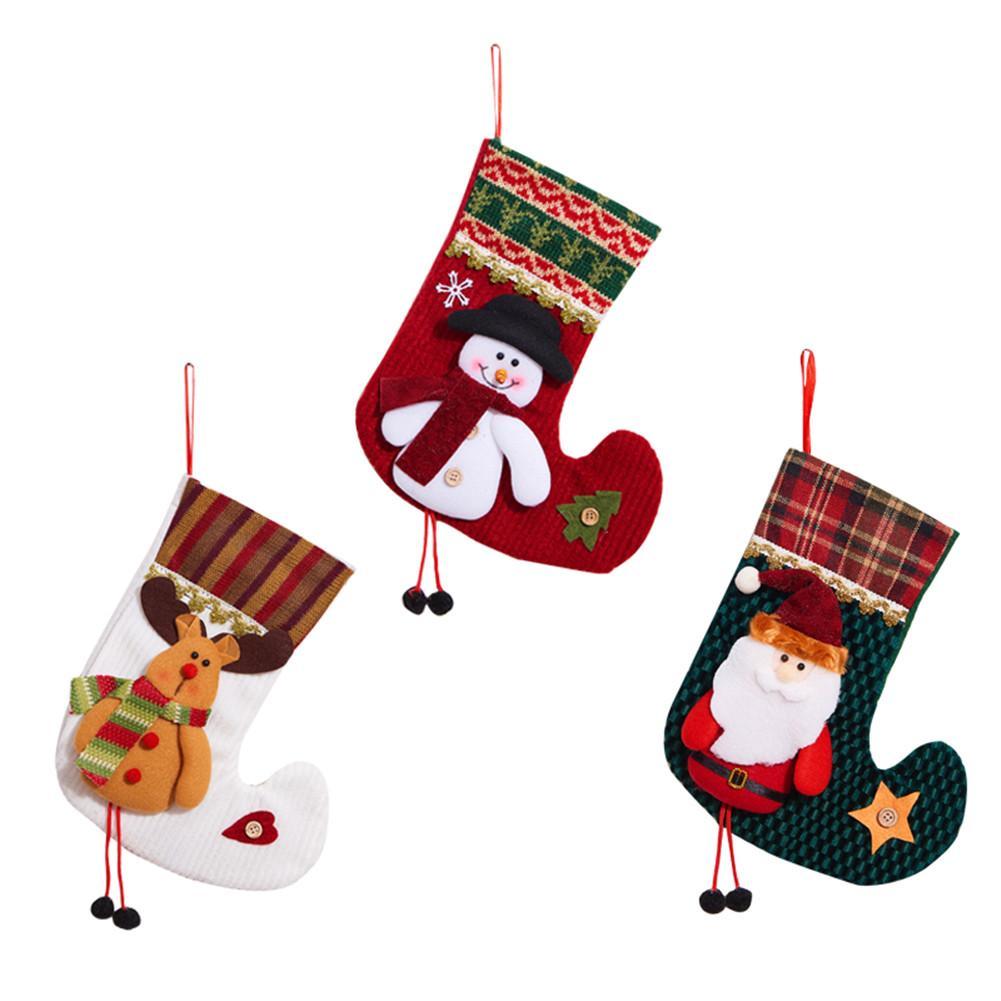 Fireplace Garland New 2018 Christmas Stocking Santa Claus sock Gift Bag Kids Xmas Decoration Candy Bag Bauble Christmas Tree ornaments Supplies