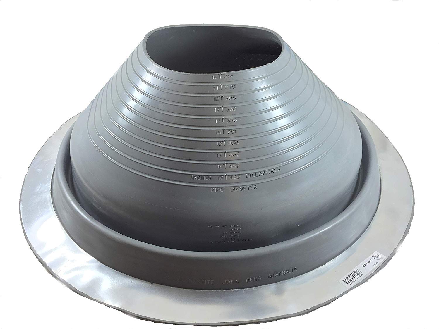 Dektite 9 Gray EPDM Metal Roof Pipe Flashing Round Base Pipe OD 10" 19" 614Q7AsSq7L SL1500